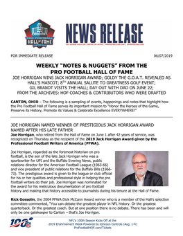 “Notes & Nuggets” from the Pro