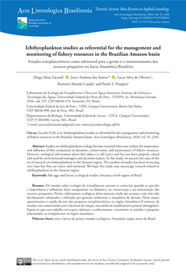 Ichthyoplankton Studies As Referential for the Management and Monitoring of Fishery Resources in the Brazilian Amazon Basin