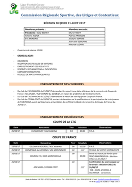 Commission Régionale Sportive, Des Litiges Et Contentieux