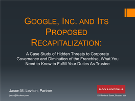 Google, Inc. and Its Proposed Recapitalization