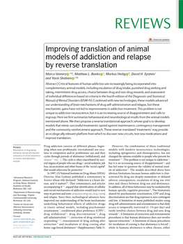 Improving Translation of Animal Models of Addiction and Relapse by Reverse Translation