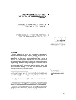 Epistemologías Del Fuego, Una Propuesta a Partir Del Pensamiento Ancestral*