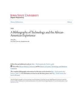 A Bibliography of Technology and the African-American Experience