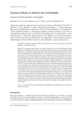 Taxonomy of Rubus Ser. Radula in the Czech Republic