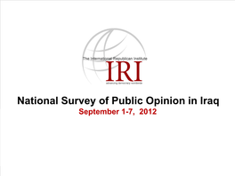 National Survey of Public Opinion in Iraq: September 1–7, 2012