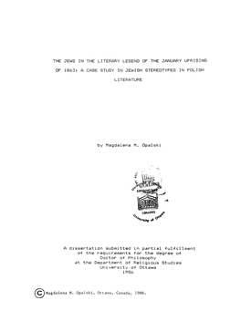 THE JEWS in the LITERARY LEGEND of the JANUARY UPRISING of 1863S a CASE STUDY in JEWISH STEREOTYPES in POLISH LITERATURE by Magd