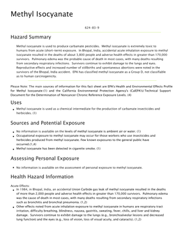 Methyl Isocyanate