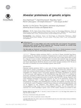 Alveolar Proteinosis of Genetic Origins