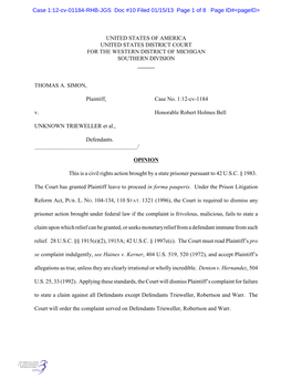 Case 1:12-Cv-01184-RHB-JGS Doc #10 Filed 01/15/13 Page 1 of 8