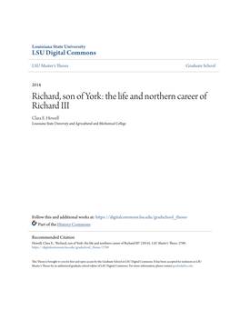 The Life and Northern Career of Richard III Clara E