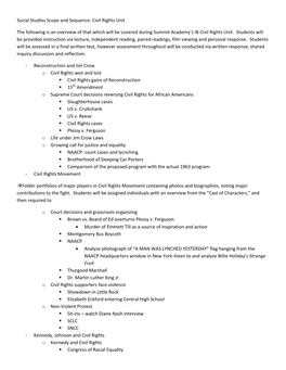 Civil Rights Scope and Sequence Social Studies