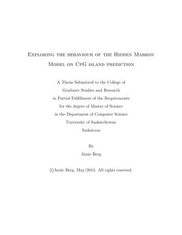 Exploring the Behaviour of the Hidden Markov Model on Cpg Island Prediction