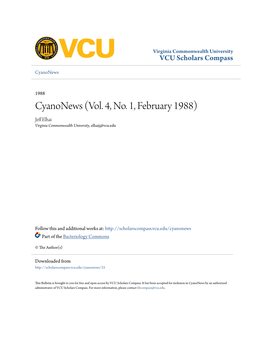 Cyanonews (Vol. 4, No. 1, February 1988) Jeff Le Hai Virginia Commonwealth University, Elhaij@Vcu.Edu