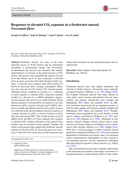 Responses to Elevated CO2 Exposure in a Freshwater Mussel, Fusconaia Flava