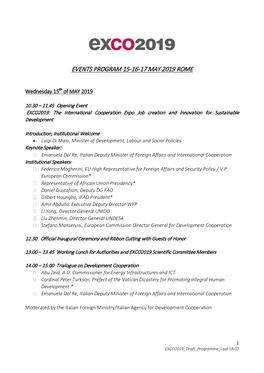 Events Program 15-16-17 May 2019 Rome
