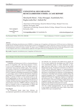 Congenital Self-Healing Reticulohistiocytosis: a Case Report