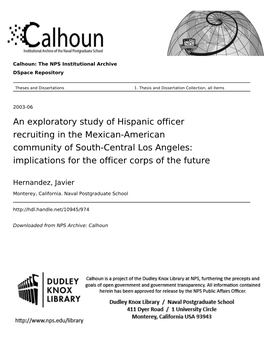 An Exploratory Study of Hispanic Officer Recruiting in the Mexican-American Community of South-Central Los Angeles: Implications for the Officer Corps of the Future