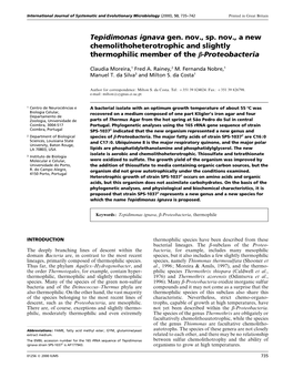 Tepidimonas Ignava Gen. Nov., Sp. Nov., a New Chemolithoheterotrophic and Slightly Thermophilic Member of the Β-Proteobacteria