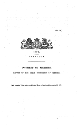 Payment of Members Report of the Royal Commision of Victoria