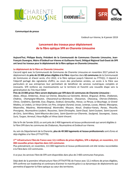 Lancement Des Travaux Pour Déploiement De La Fibre Optique SFR En Charente Limousine