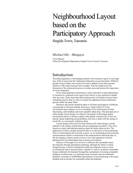 Neighbourhood Layout Based on the Participatory Approach Singida Town, Tanzania