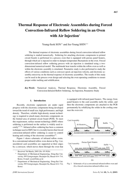 Thermal Response of Electronic Assemblies During Forced Convection-Infrared Reﬂow Soldering in an Oven with Air Injection∗