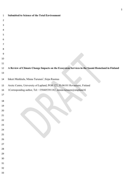 Markkula Et Al. 2019. a Review of Climate Change Impacts on The