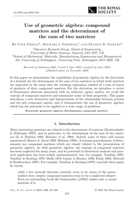 Compound Matrices and the Determinant of the Sum of Two