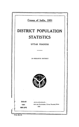 District Population Statistics, 28-Mirzapur , Uttar Pradesh