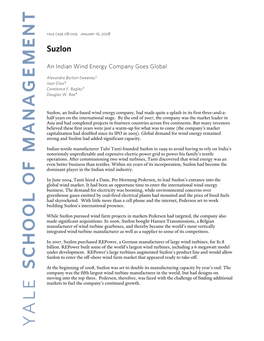 Yale SOM Case 08-009 Suzlon