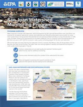 San Juan Watershed Monitoring Program Factsheet