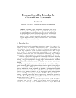 Decomposition-Width: Extending the Clique-Width to Hypergraphs