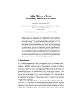 Initial Algebras of Terms, with Binding and Algebraic Structure