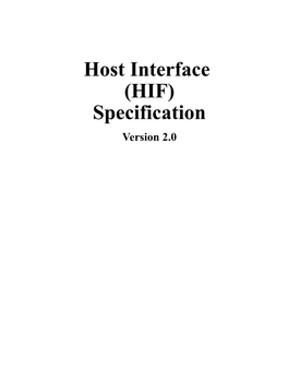Host Interface (HIF) Specification Version 2.0