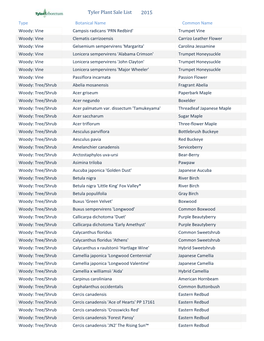 Tyler Plant Sale List 2015