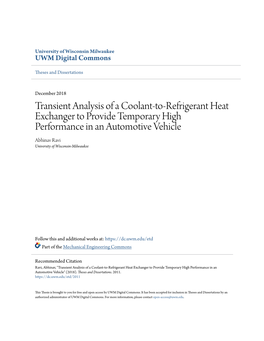 Transient Analysis of a Coolant-To-Refrigerant Heat