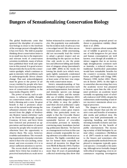 Dangers of Sensationalizing Conservation Biology