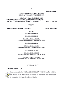 Civil Appeal No. 6932 of 2015 the Director General (Road Development) National Highways Authority of India ...Appellant(S)