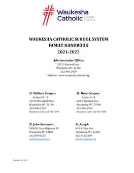 Waukesha Catholic Family Handbook 2021