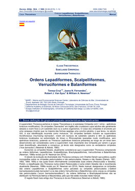 Ordens Lepadiformes, Scalpelliformes, Verruciformes E Balaniformes