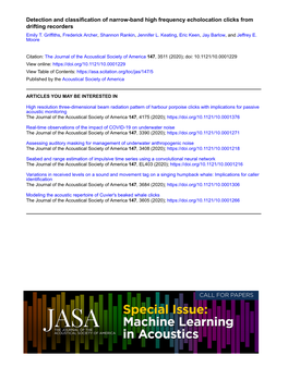 Detection and Classification of Narrow-Band High Frequency Echolocation Clicks from Drifting Recorders Emily T