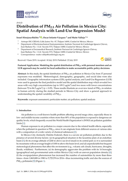 Distribution of PM2.5 Air Pollution in Mexico City: Spatial Analysis with Land-Use Regression Model