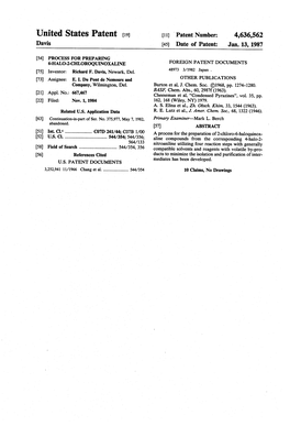 United States Patent (19) 11) Patent Number: 4,636,562 Davis (45) Date of Patent: Jan