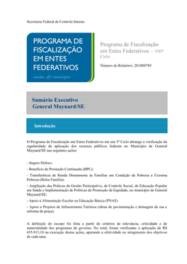 V05º Sumário Executivo General Maynard/SE