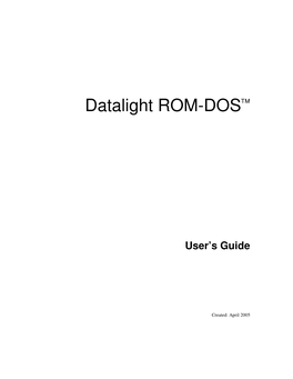 Datalight ROM-DOS User's Guide