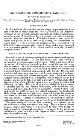 Anthelmintic Properties of Santonin'