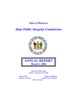 State Public Integrity Commission ANNUAL REPORT