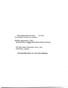 Reactions of Gem-Dihalides with Metals