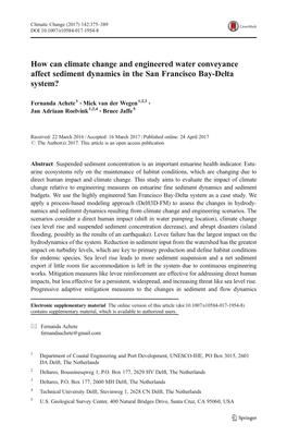 How Can Climate Change and Engineered Water Conveyance Affect Sediment Dynamics in the San Francisco Bay-Delta System?