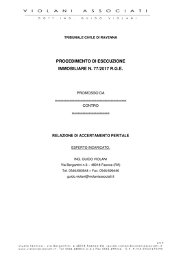 Procedimento Di Esecuzione Immobiliare N. 77/2017 R.G.E